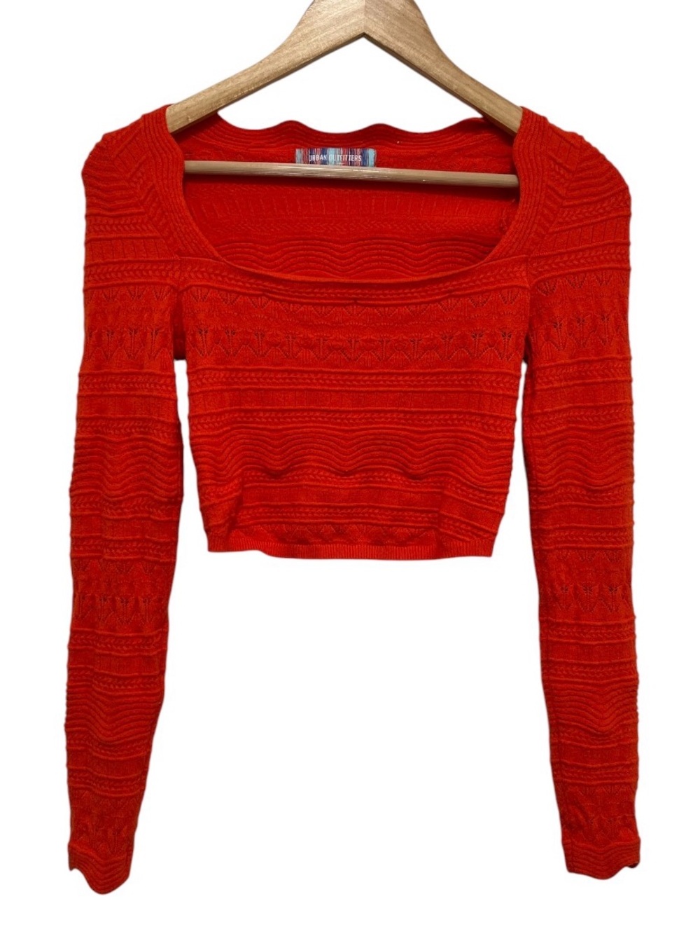 Urban Outfitters Siouxsie Square Neck Crop knit Sweater vibrant red-orange